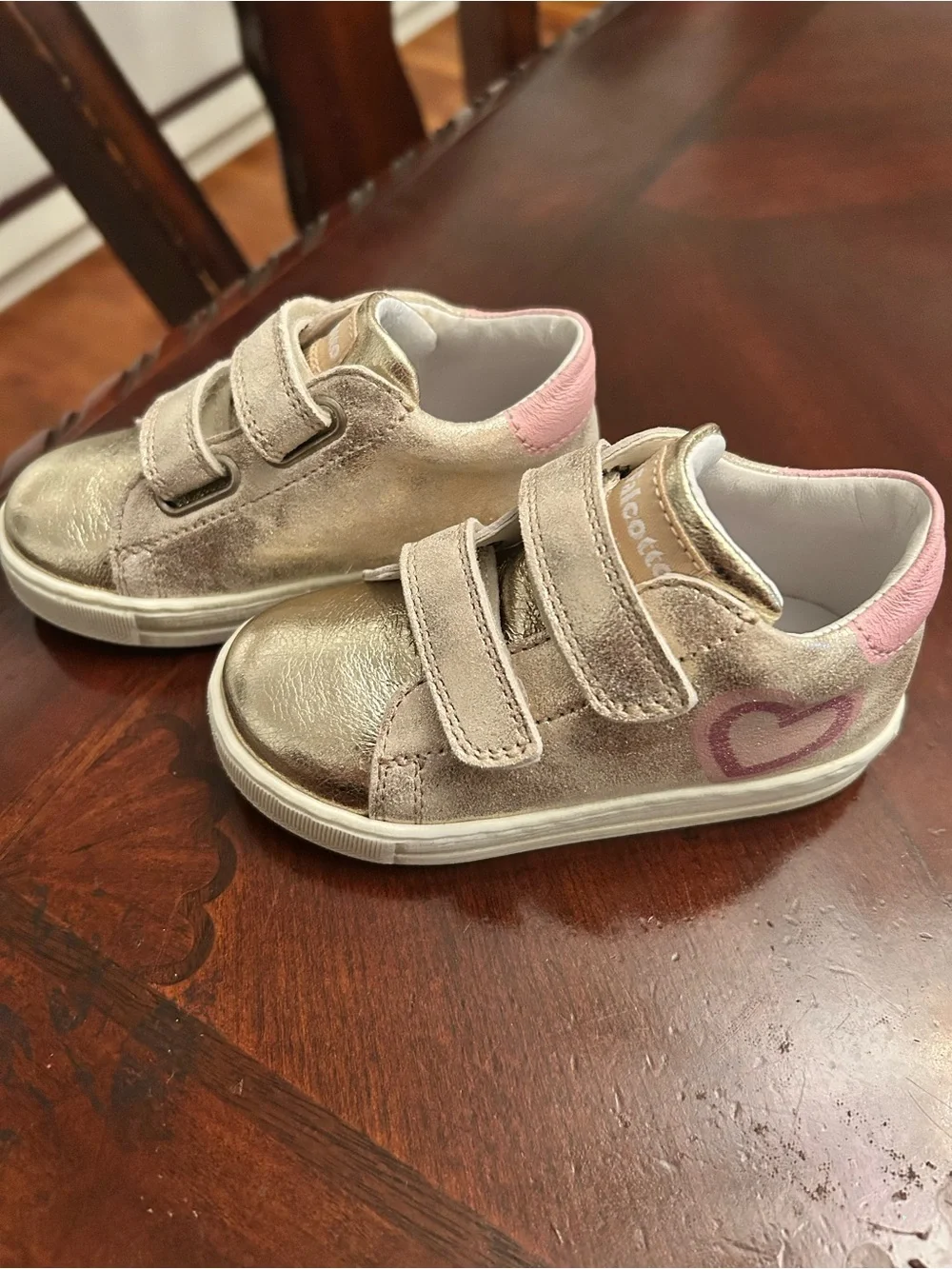 FALCOTTO GIRL'S INFANT TWILLE VL CASUAL SHOES - METALLIC PEBBLED PLATINUM